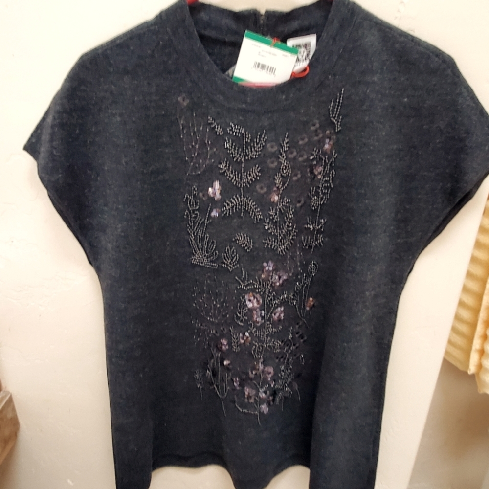 Anne Klein Black heavy knit top sz L
